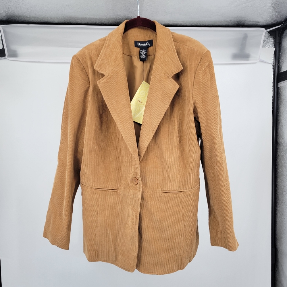Denim & Co. Tan Corduroy Blazer, Size 1X